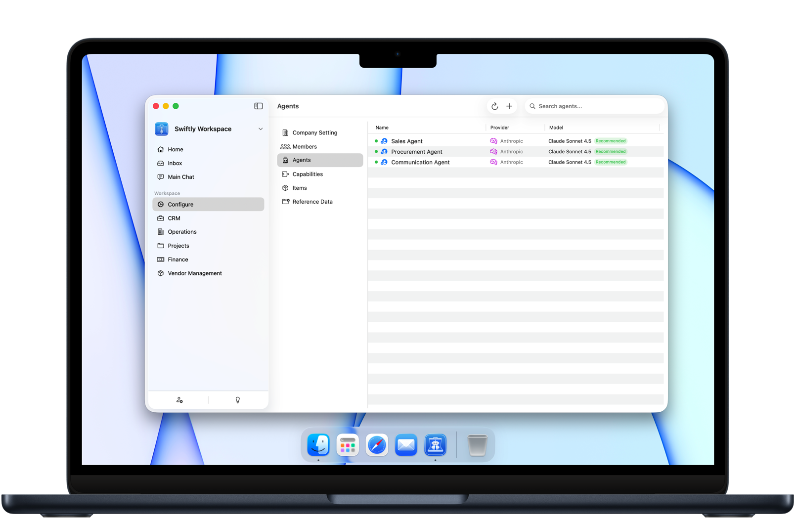 Swiftly Workspace AI agent task panel