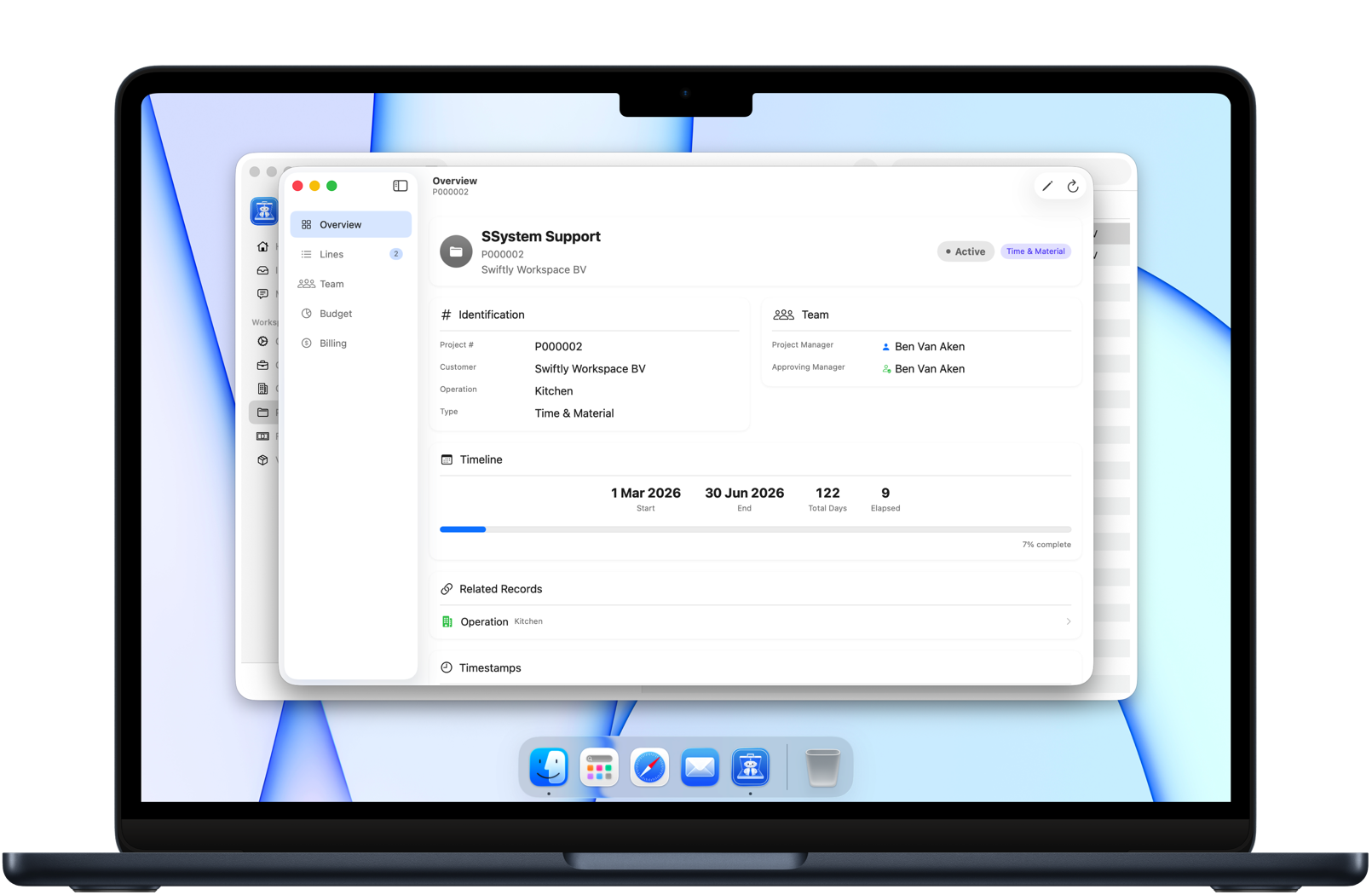 Swiftly Workspace project management view