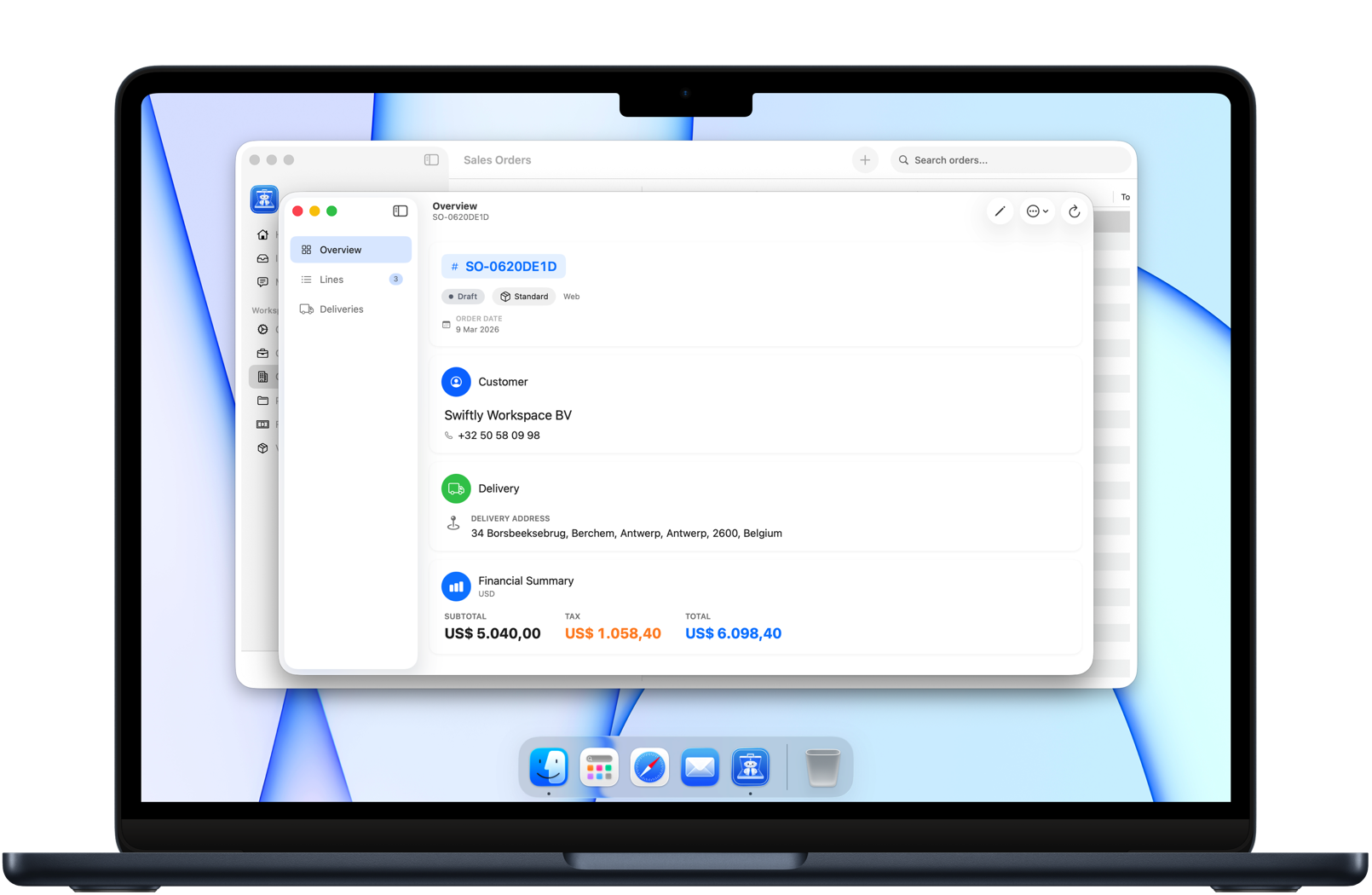 Swiftly procurement dashboard with purchase orders